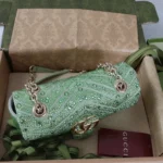 Gucci Women GG Marmont Crystals Small Shoulder Bag-Green ‎837280AAFTR