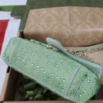 Gucci Women GG Marmont Crystals Small Shoulder Bag-Green ‎837280AAFTR
