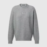 Louis Vuitton Men Signature Cable Knit Pullover-Grey 1AJFSI