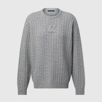 Louis Vuitton Men Signature Cable Knit Pullover-Grey 1AJFSI