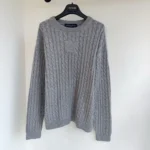 Louis Vuitton Men Signature Cable Knit Pullover-Grey 1AJFSI