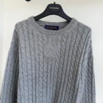 Louis Vuitton Men Signature Cable Knit Pullover-Grey 1AJFSI