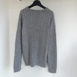Louis Vuitton Men Signature Cable Knit Pullover-Grey 1AJFSI