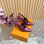 Louis Vuitton Women LV Vibe Slingback Pump-Bordeaux Red 1AICOT