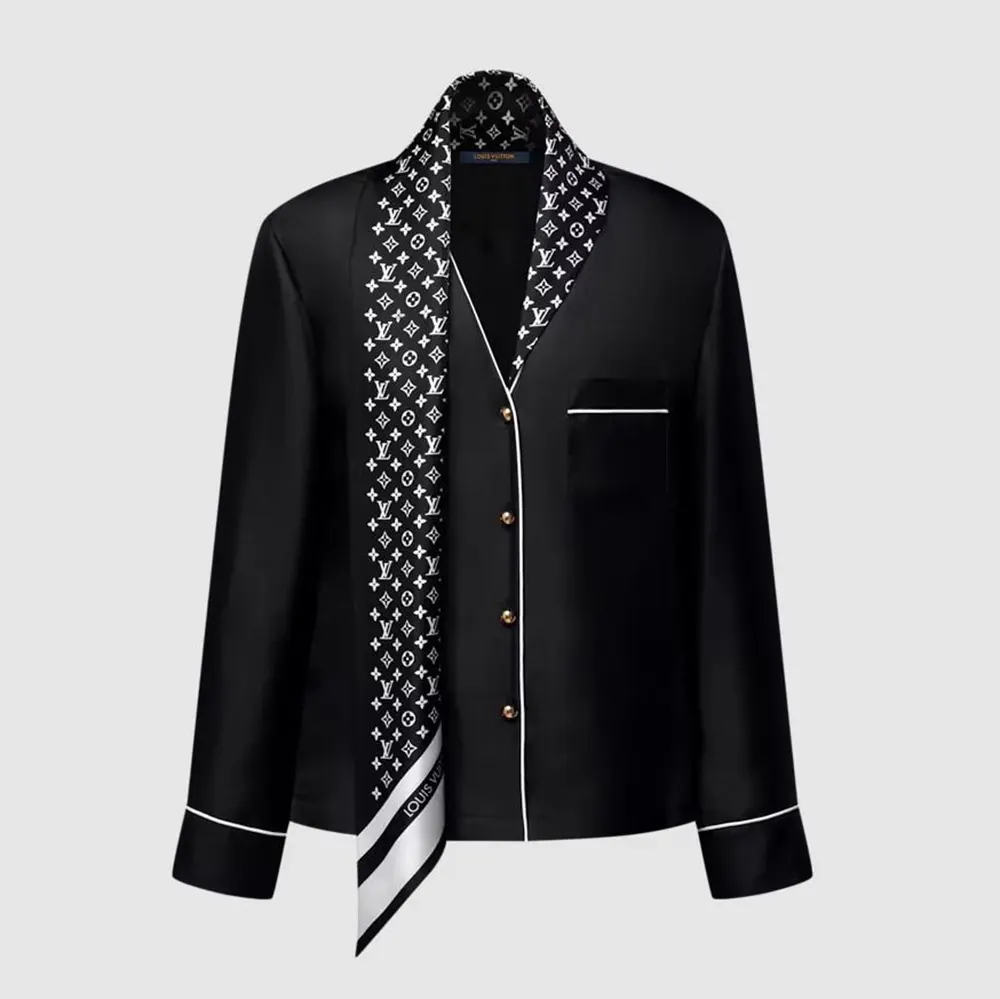 Louis Vuitton Women Monogram Scarf Pajama Top-Black 1AJHIF (1) ouis Vuitton Women Monogram Scarf Pajama Top-Black 1AJHIF