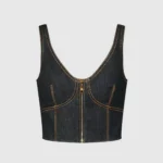 Louis Vuitton Women Topstitched Denim Crop Top 1AJHJZ