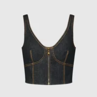 Louis Vuitton Women Topstitched Denim Crop Top 1AJHJZ