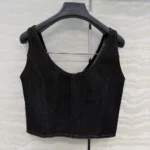 Louis Vuitton Women Topstitched Denim Crop Top 1AJHJZ