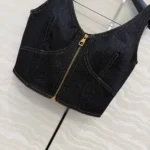 Louis Vuitton Women Topstitched Denim Crop Top 1AJHJZ