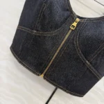 Louis Vuitton Women Topstitched Denim Crop Top 1AJHJZ