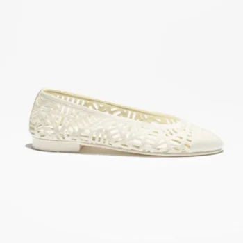 Chanel Women Ballet Flats Embroidered Cotton-White G46984B22762