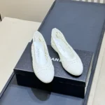 Chanel Women Ballet Flats Embroidered Cotton-White G46984B22762