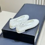 Chanel Women Ballet Flats Embroidered Cotton-White G46984B22762