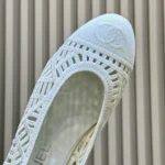 Chanel Women Ballet Flats Embroidered Cotton-White G46984B22762