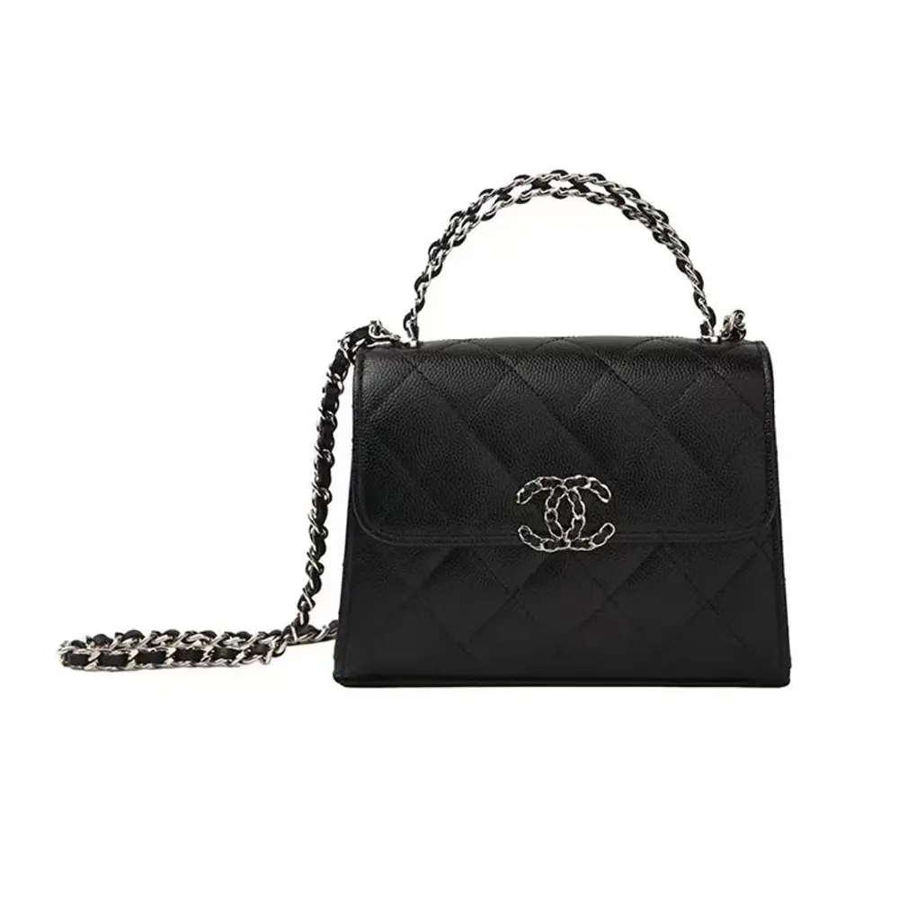 Chanel Women Clutch with Chain Grained Shiny Calfskin Gold Tone Metal-Black (1) Chanel Women Clutch with Chain Grained Shiny Calfskin Gold Tone Metal-Black