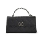 Chanel Women Kelly 23 with Chain Grained Shiny Calfskin Gold Tone Metal-Black