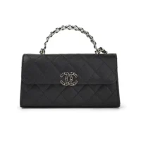 Chanel Women Kelly 23 with Chain Grained Shiny Calfskin Gold Tone Metal-Black