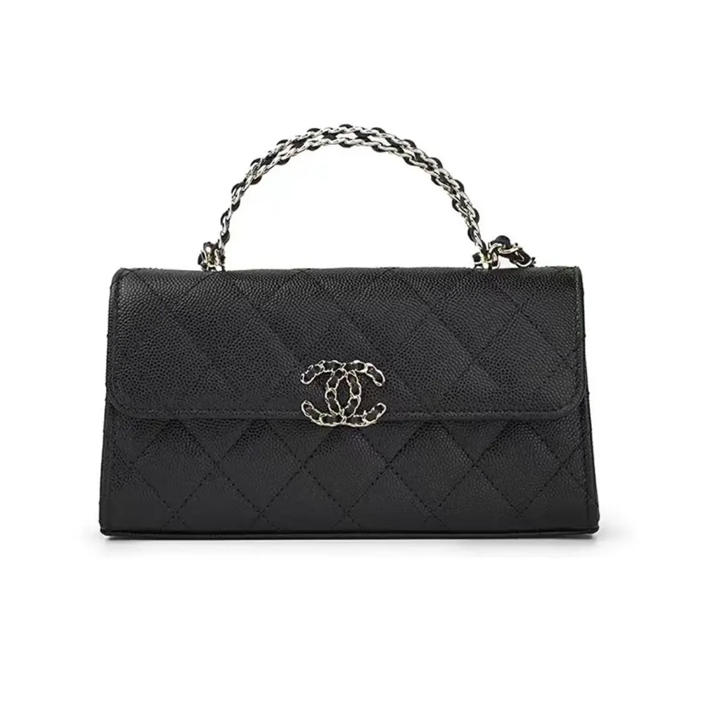 Chanel Women Kelly 23 with Chain Grained Shiny Calfskin Gold Tone Metal-Black (1) Chanel Women Kelly 23 with Chain Grained Shiny Calfskin Gold Tone Metal-Black
