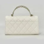 Chanel Women Kelly 23 with Chain Grained Shiny Calfskin Gold Tone Metal-White