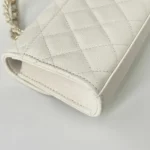 Chanel Women Kelly 23 with Chain Grained Shiny Calfskin Gold Tone Metal-White