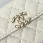 Chanel Women Kelly 23 with Chain Grained Shiny Calfskin Gold Tone Metal-White