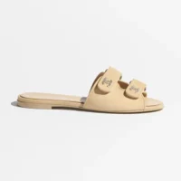 Chanel Women Mules Suede Kidskin-Beige G47043B23355