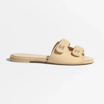 Chanel Women Mules Suede Kidskin-Beige G47043B23355
