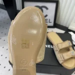 Chanel Women Mules Suede Kidskin-Beige G47043B23355