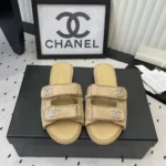 Chanel Women Mules Suede Kidskin-Beige G47043B23355