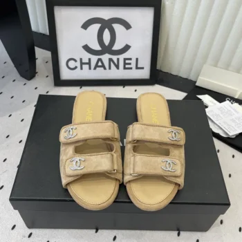 Chanel Women Mules Suede Kidskin-Beige G47043B23355