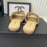 Chanel Women Mules Suede Kidskin-Beige G47043B23355