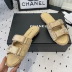 Chanel Women Mules Suede Kidskin-Beige G47043B23355