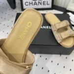 Chanel Women Mules Suede Kidskin-Beige G47043B23355