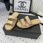 Chanel Women Mules Suede Kidskin-Beige G47043B23355