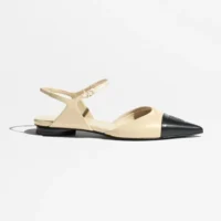 Chanel Women Slingbacks Iridescent Lambskin & Lambskin Beige & Black G47083