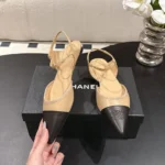 Chanel Women Slingbacks Iridescent Lambskin & Lambskin Beige & Black G47083
