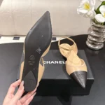 Chanel Women Slingbacks Iridescent Lambskin & Lambskin Beige & Black G47083