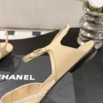 Chanel Women Slingbacks Iridescent Lambskin & Lambskin Beige & Black G47083