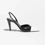 Chanel Women Slingbacks Iridescent Lambskin & Lambskin Black & White G47084