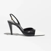 Chanel Women Slingbacks Iridescent Lambskin & Lambskin Black & White G47084