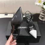 Chanel Women Slingbacks Iridescent Lambskin & Lambskin Black & White G47084
