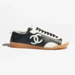 Chanel Women Sneakers Calfskin & Embossed Suede Calfskin Black & White G47125