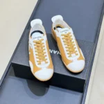 Chanel Women Sneakers Calfskin & Embossed Suede Calfskin Light Brown & White G47125