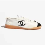 Chanel Women Sneakers Calfskin & Embossed Suede Calfskin White & Black G47125