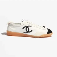 Chanel Women Sneakers Calfskin & Embossed Suede Calfskin White & Black G47125
