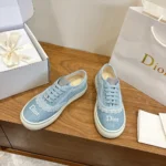 Dior Unisex Saltwind Sneaker Bleu Ciel Dior Oblique Embroidered Cotton and White Lace