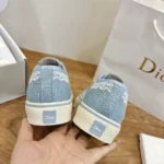 Dior Unisex Saltwind Sneaker Bleu Ciel Dior Oblique Embroidered Cotton and White Lace
