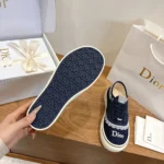 Dior Unisex Saltwind Sneaker Blue Dior Oblique Embroidered Cotton and White Lace