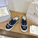 Dior Unisex Saltwind Sneaker Blue Dior Oblique Embroidered Cotton and White Lace