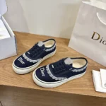 Dior Unisex Saltwind Sneaker Blue Dior Oblique Embroidered Cotton and White Lace
